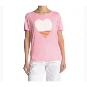 NWT Sundry‎ Womens Pop Peach Heart Tee Shirt Size 0 (XS) Short Sleeve